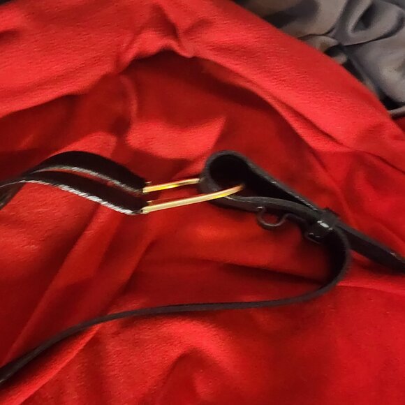 Avignon Black Genuine Leather Equestrian Gold Metal Stirrup Buckle Belt Size 3XL main image 9